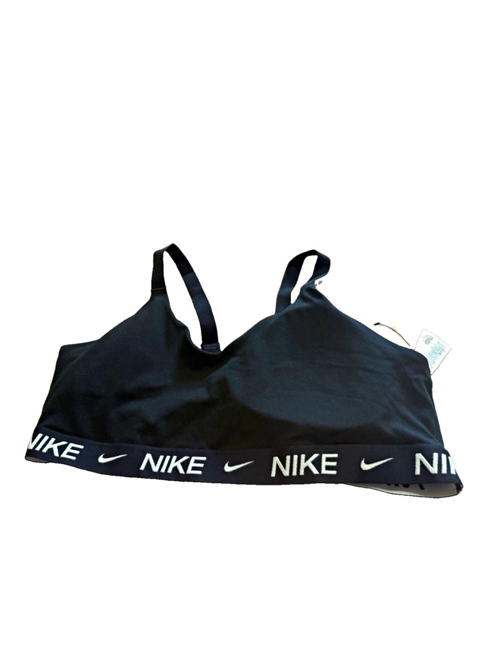 Nike Dri-FIT Women’s Black/White Logo Band Indy Sports Bra XL Medium Support